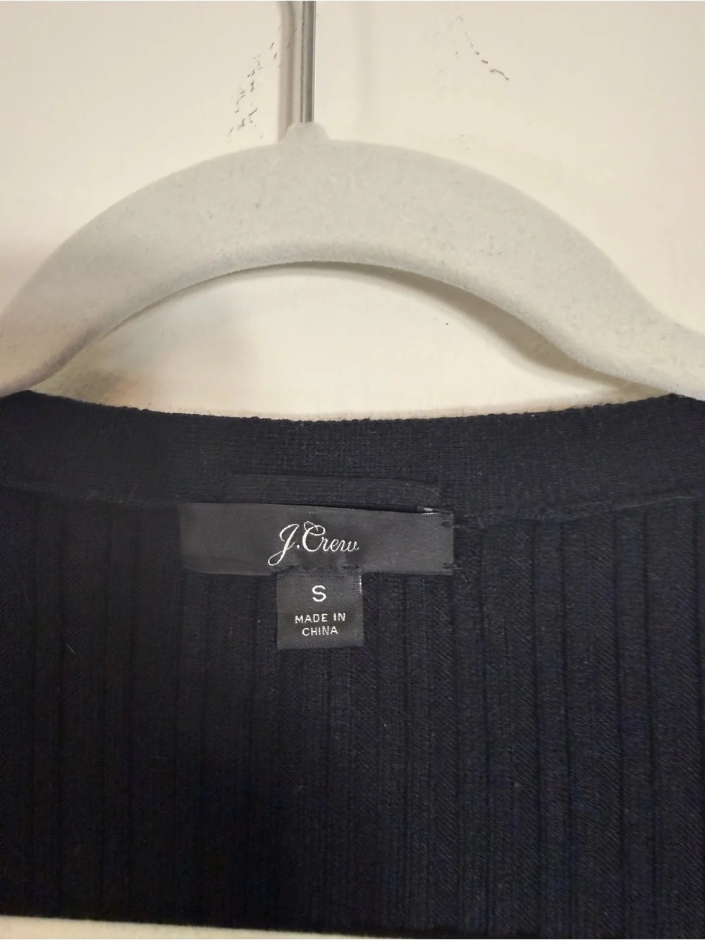J. Crew Ribbed V Neck Cardigan Midi Sweater Dress Black Small Merino Wool